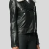 Women's Black Biker Leather Jacket: Karamea