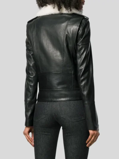Women's Black Biker Leather Jacket: Karamea - Image 2