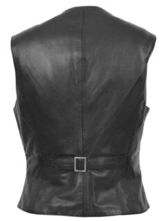 Women’s Black Sheepskin Leather Vest: Flaxton