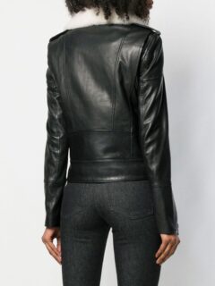 Women’s Black Shearling Leather Jacket: Karamea