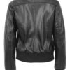 Womens Stylish Black Bomber Leather Jacket - Back - Henley