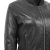 Womens Stylish Black Bomber Leather Jacket - Closer - Henley
