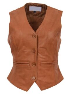 Women’s Tan Leather Vest: Kinloch