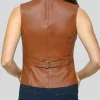 Women's Tan Classic Leather Vest: Kinloch - Image 2