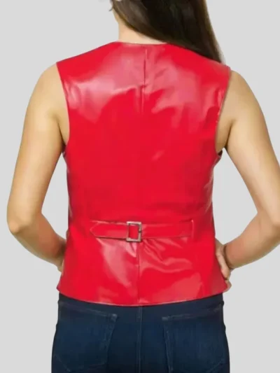 Women's Red Sheepskin Leather Vest: Lumsden - Image 2