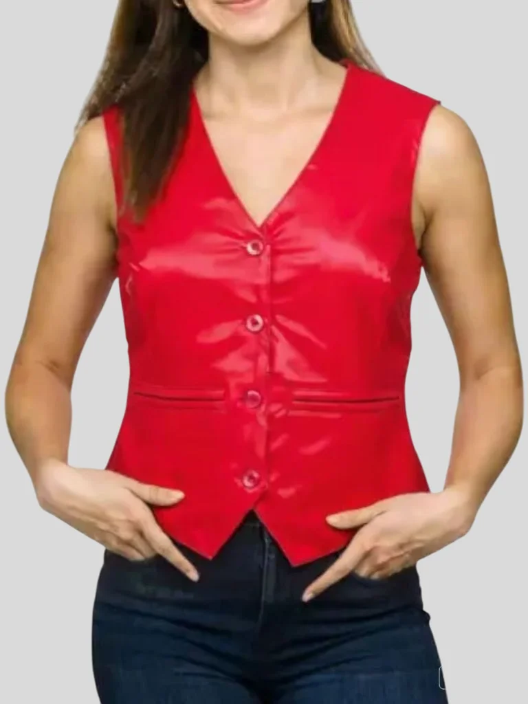 Women’s Red Sheepskin Leather Vest: Lumsden