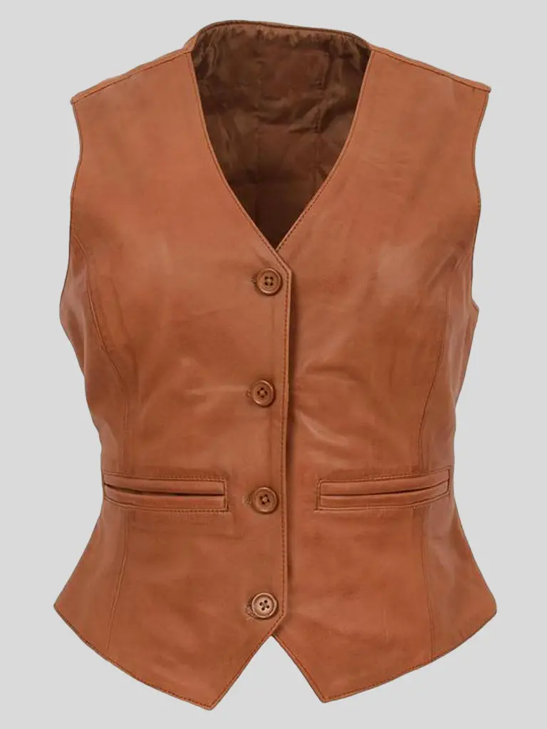 Women’s Tan Classic Leather Vest: Kinloch