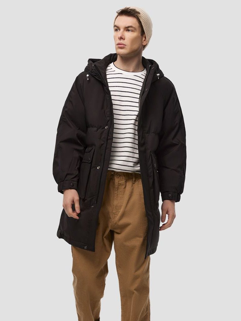 Thigh-Length Patched Pocket Puffer Jacket: Ashburton
