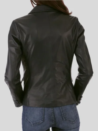 Women’s Black Crop Leather Blazer: Kaitaia - Image 2