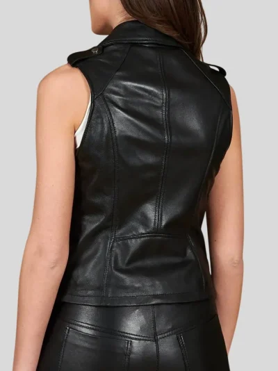 Women's Classic Biker Leather Vest: Seacliff - Image 2