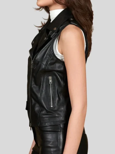 Women's Classic Biker Leather Vest: Seacliff - Image 4