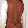 Women's Tan Classic Leather Vest: Ashburton - Image 2