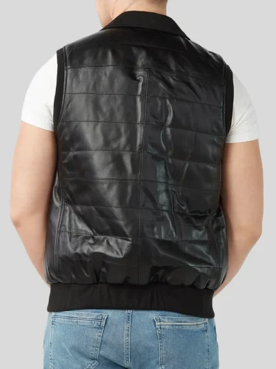 Leather Puffer Vest Riverhead