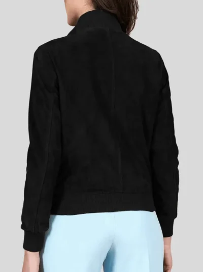 Women's Black Aviator Suede Leather Jacket: Amberley - Image 2