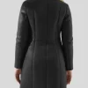 Women's Black Leather Trench Coat: Auckland - Image 2