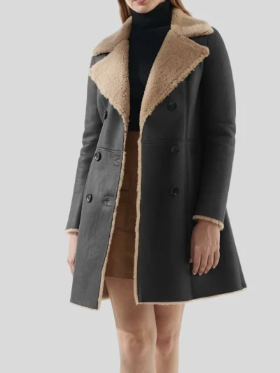 Women's Black Leather Trench Coat: Auckland - Image 4