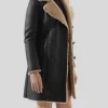 Women's Black Leather Trench Coat: Auckland - Image 3