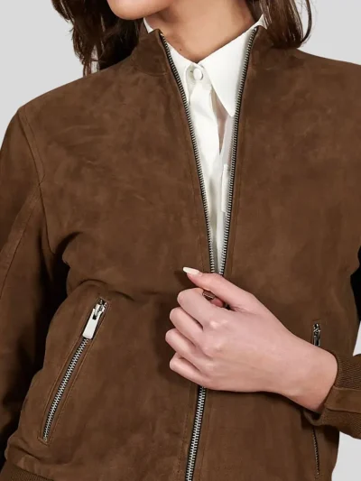 Women’s Aviator Suede Leather Jacket : Beaumont - Image 3