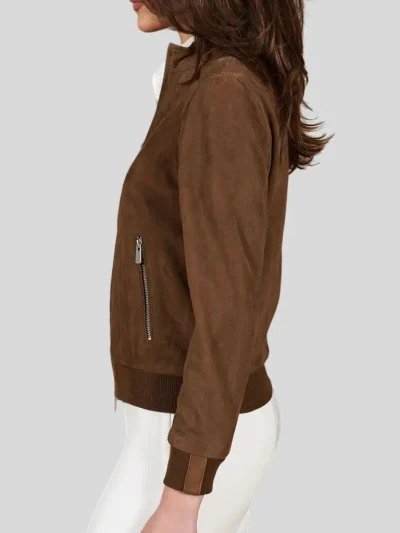 Women’s Aviator Suede Leather Jacket : Beaumont - Image 4