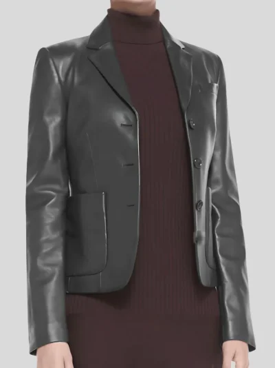 Women's Soft Black Leather Blazer: Herbert