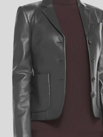 Women's Soft Black Leather Blazer: Herbert - Image 3