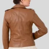Women's Tan Biker Leather Jacket: Inglewood - Image 2
