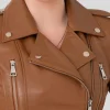 Women's Tan Biker Leather Jacket: Inglewood - Image 3