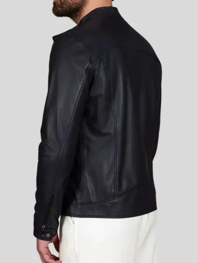 Men's Black Café Racer Leather Jacket: Mamaku - Image 2