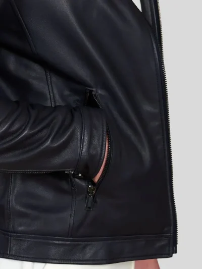 Men's Black Café Racer Leather Jacket: Mamaku - Image 4