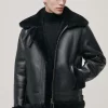 Men's Black Aviator Leather Jacket: Brighton