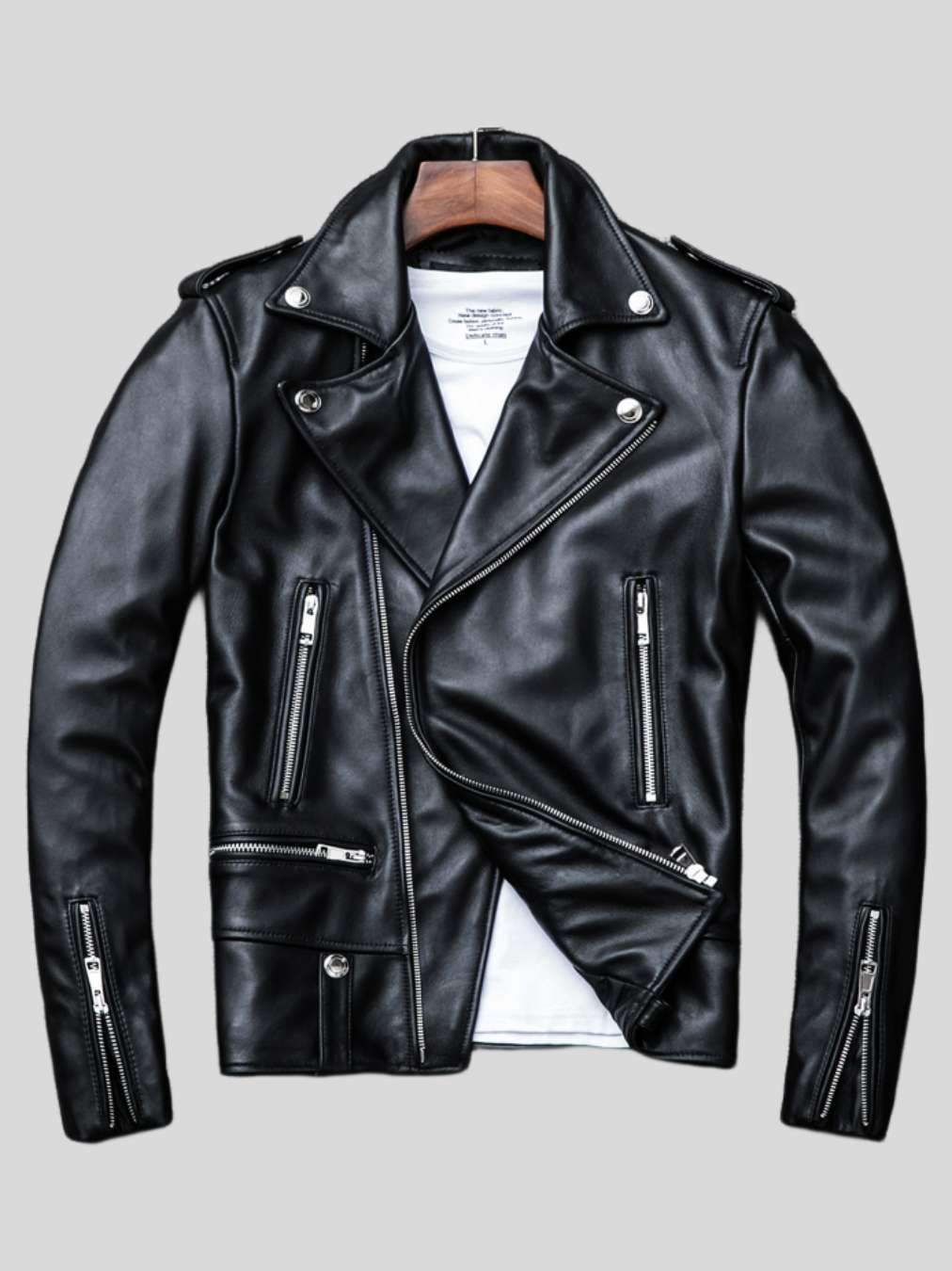 Men’s Black Biker Leather Jacket: Kaimata