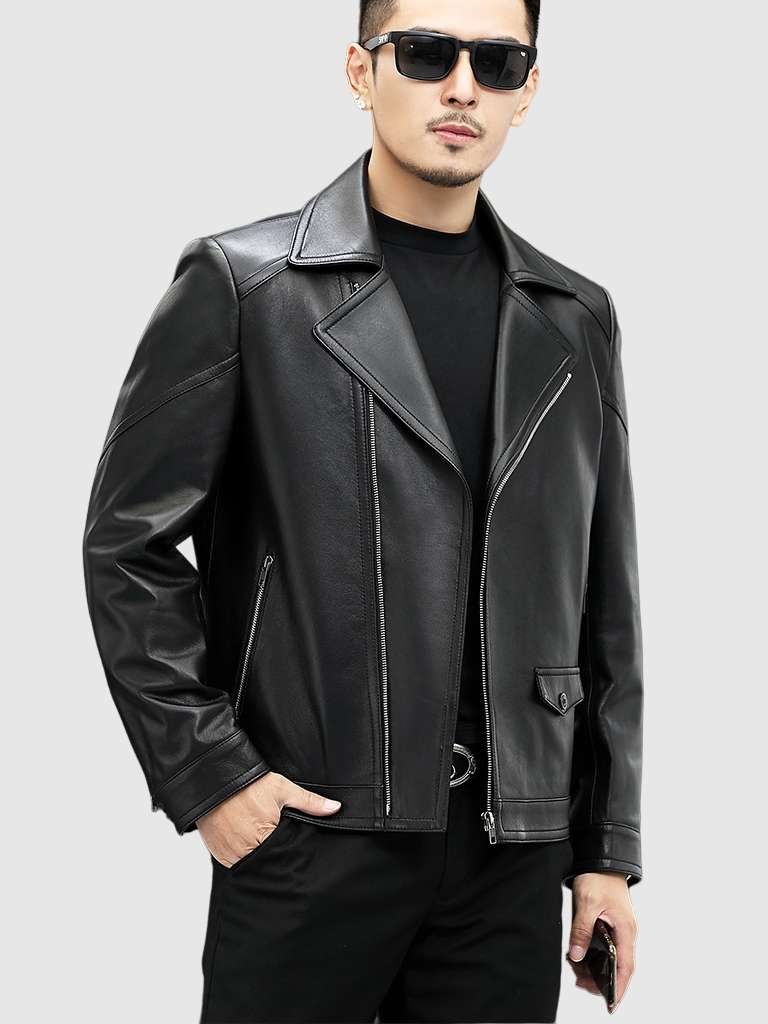 Men’s Black Biker Leather Jacket: Picton