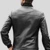 Men's Black Bomber Leather Jacket: Wairio - Image 2
