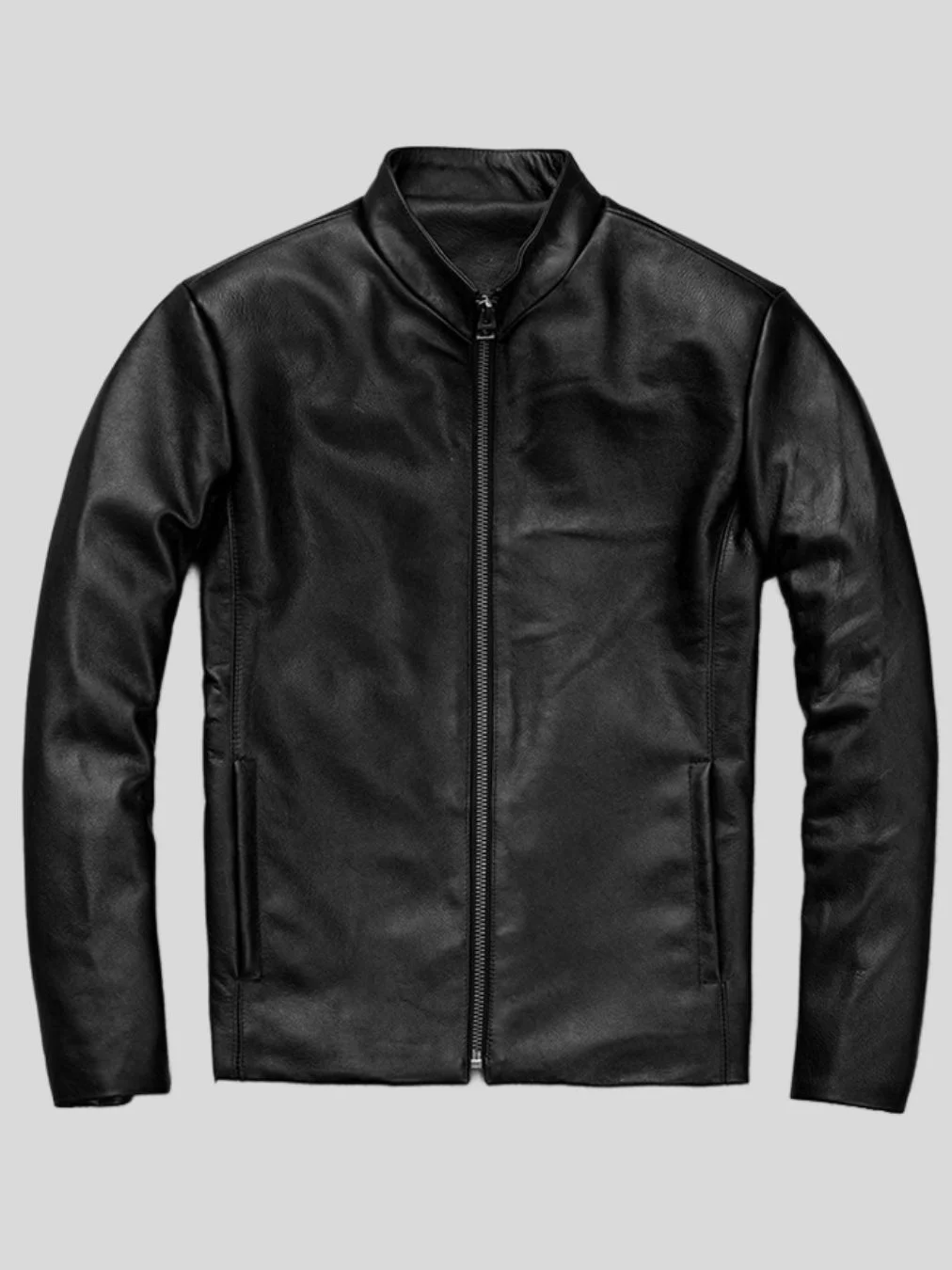 Men’s Black Café Racer Leather Jacket: Petone