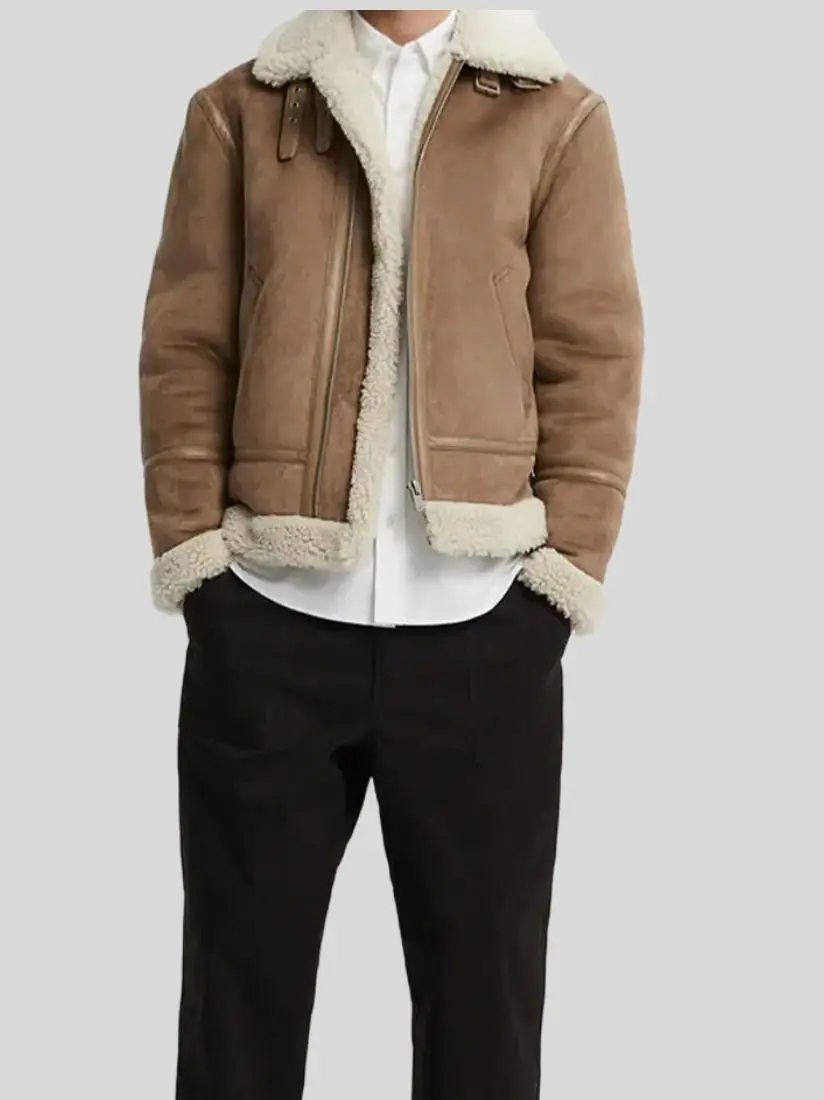 Men’s Brown Aviator Leather Jacket: Moana