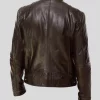 Men's Brown Café Racer Leather Jacket: Ohoka - Image 2