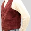 Men's Burgundy Suede Leather Vest: Dunedin - Image 4