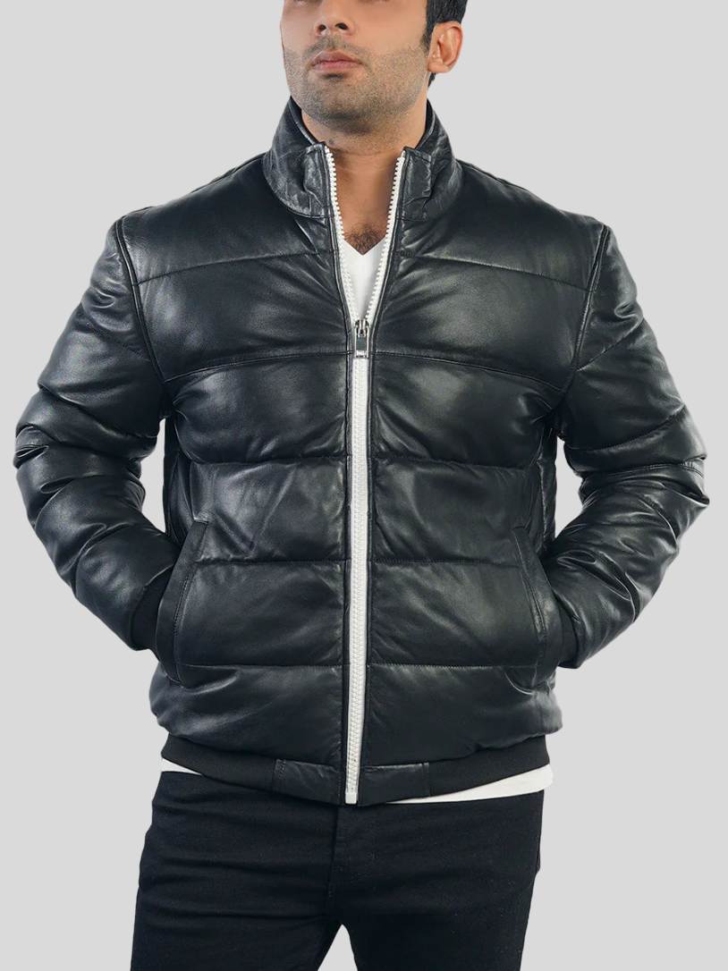 Men’s Classic Puffer Leather Jacket: Mokau