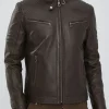 Men's Dark Brown Leather Jacket: Ross - Image 4
