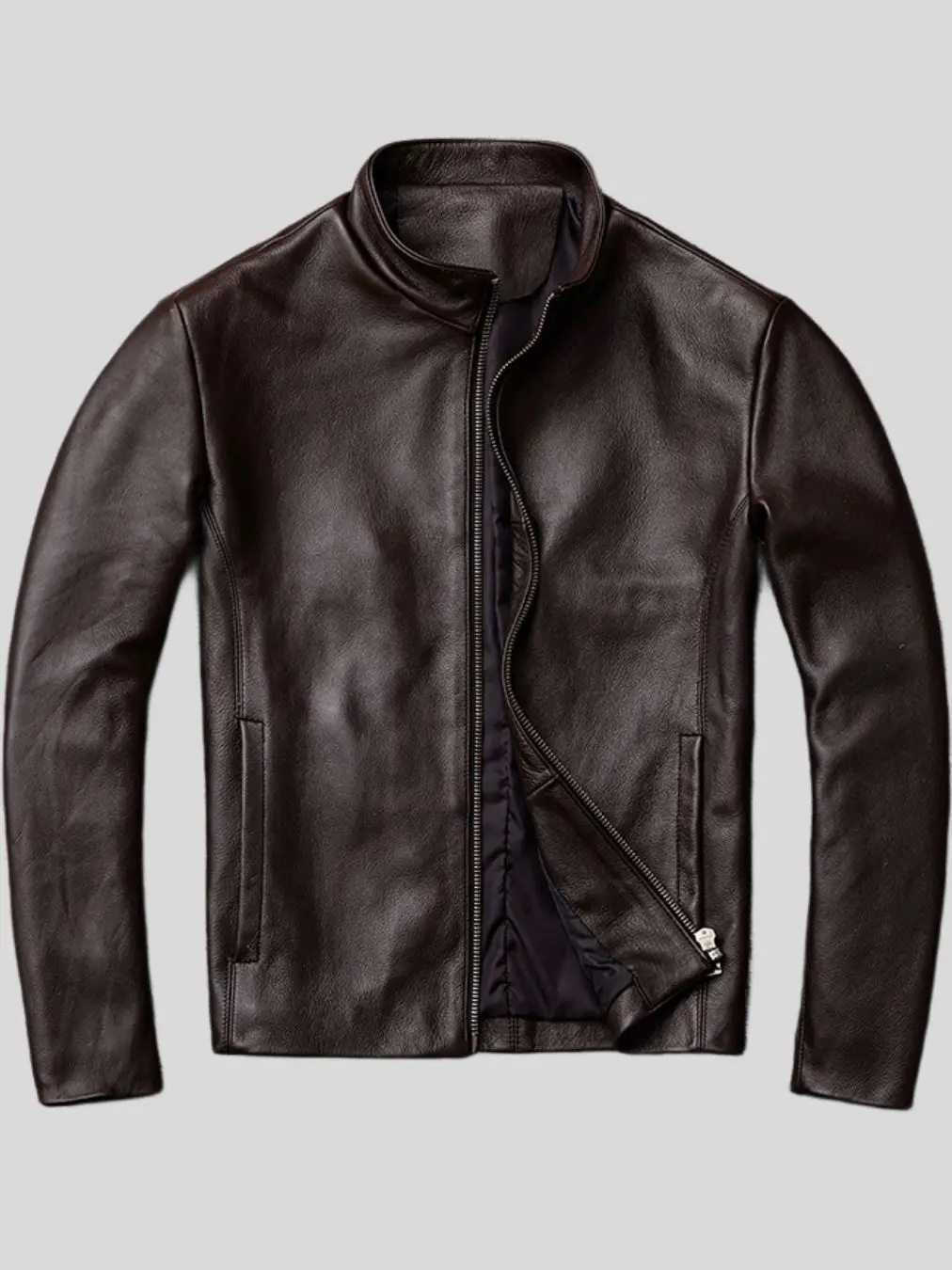 Men’s Dark Brown Leather Jacket: Ross