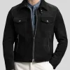 Men's Suede Trucker Leather Jacket: Kumara