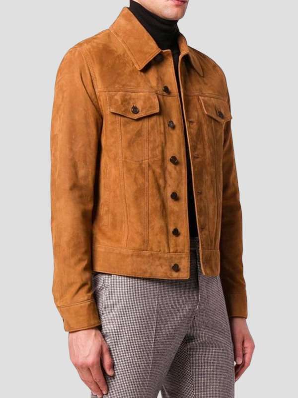 Men’s Suede Trucker Leather Jacket: Kumara