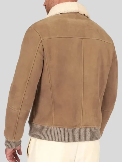 Men's Camel Brown Aviator Leather Jacket: Moana - Image 2