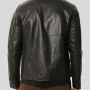 Men's Black Shirt Collar Leather Jacket: Nelson - Image 2