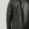 Men's Black Shirt Collar Leather Jacket: Nelson - Image 4