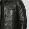 Men's Black Shirt Collar Leather Jacket: Nelson - Image 3