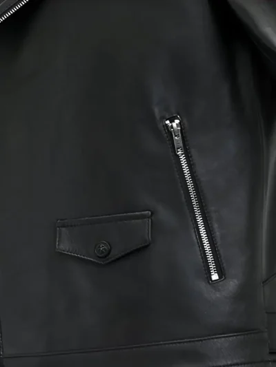 Men's Black Biker Leather Jacket: Picton - Image 3
