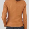 Women's Brown Crop Leather Blazer: Pukaki - Image 2