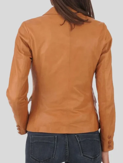 Women's Brown Crop Leather Blazer: Pukaki - Image 2