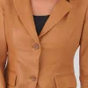 Women's Brown Crop Leather Blazer: Pukaki - Image 4